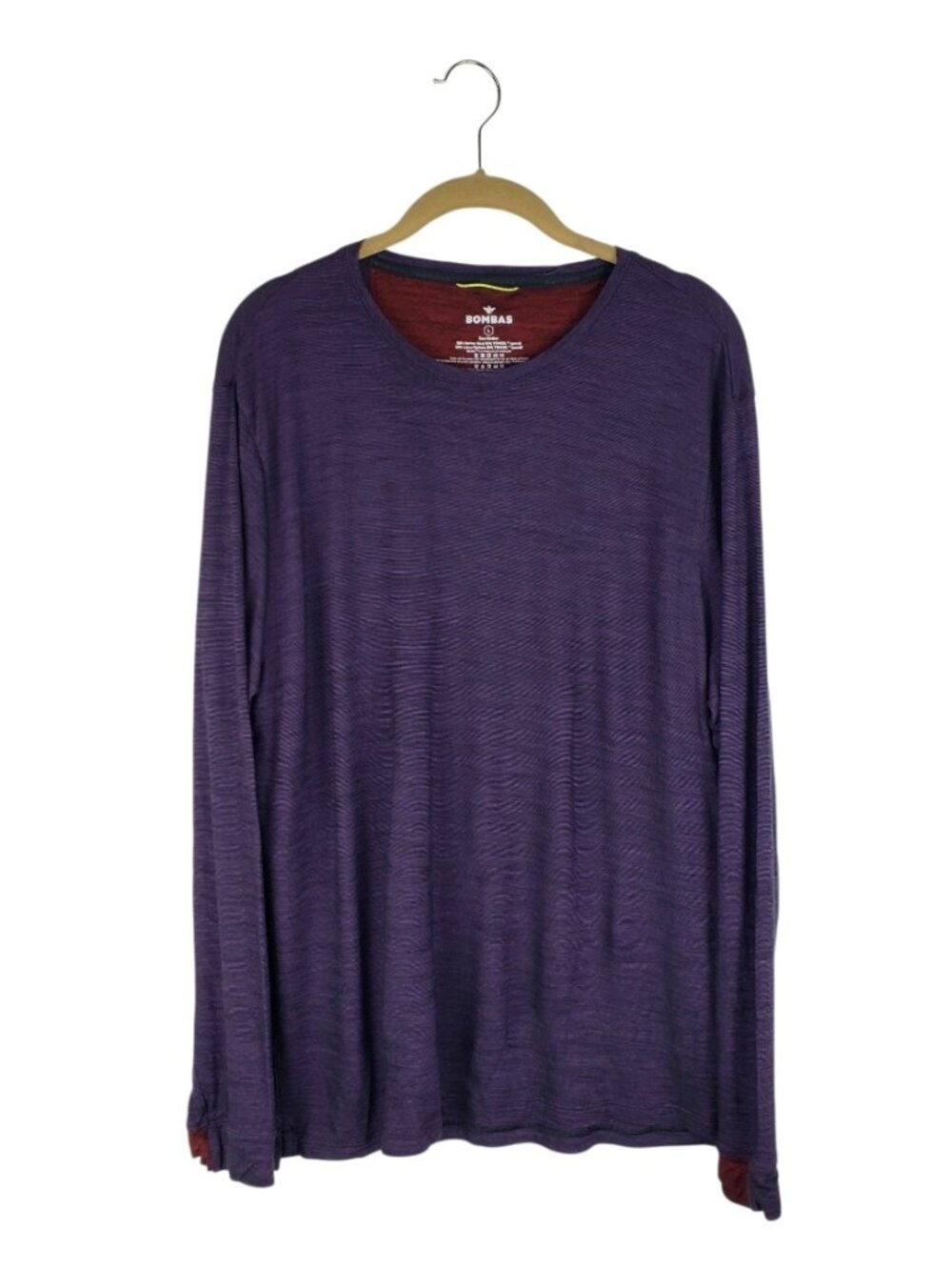 Bombas Merino Wool Blend Base Layer Shirt Purple Thumbholes Mens Large